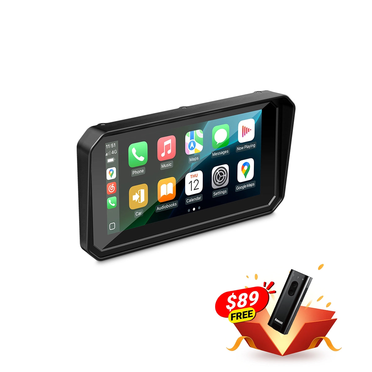 U6/U7 – Android 14 Motor Navigatie (6"/7") met Dual Dashcam + TPMS | IP67