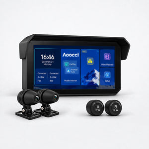 Autodashcam met 6-inch scherm, twee camera’s en TPMS-sensorhouders