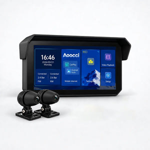 Autodashcam met 6-inch scherm en twee camera’s op voetjes, zwart