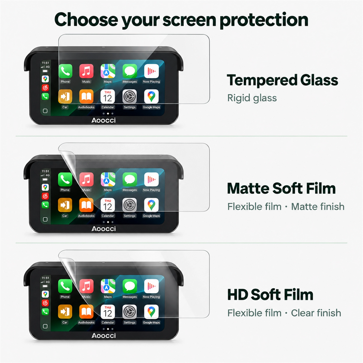 Schermbeschermer set voor motor CarPlay: gehard glas, matte en heldere folie