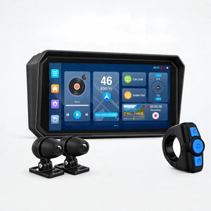 Motor-navigatie met dual dashcams, twee TPMS-sensoren en bedieningsring